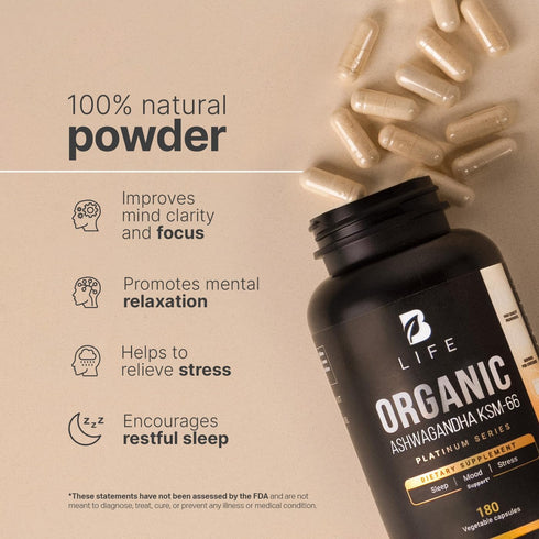 Vegan Pure Organic Ashwagandha Powder KSM-66 Extract