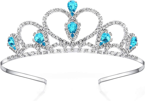 Lovelyshop Colorful Gems Silver Rhinestone Tiara for Little Kid and Big Kid Prom Birthday Princess Crown