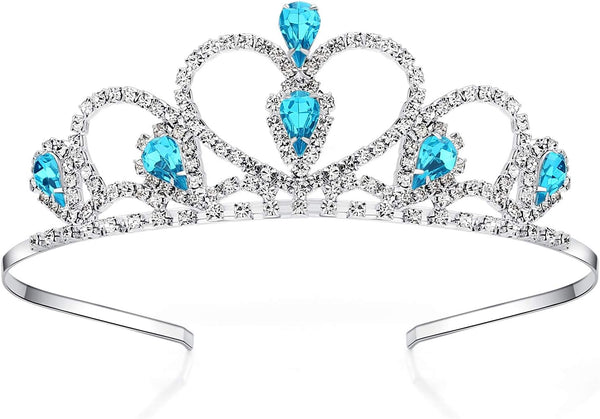 Lovelyshop Colorful Gems Silver Rhinestone Tiara for Little Kid and Big Kid Prom Birthday Princess Crown