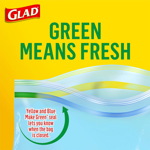 Glad Zipper Freezer Storage Plastic Bags, Gallon, 15 Count