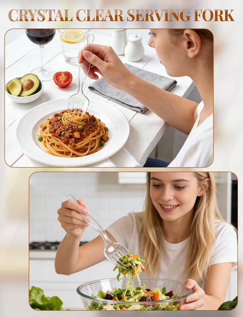 LSLYHTC Set 8 16 16 Plastic Serving Utensils, Clear Serving Spoons Including Disposable Plastic Tongs Spoons and Forks