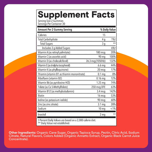 Immunity Gummies: B6, B12, Immune 60 Count (30 SmartyPants Kids Multivitamin & Vitamins C, D, A, and Zinc for Support