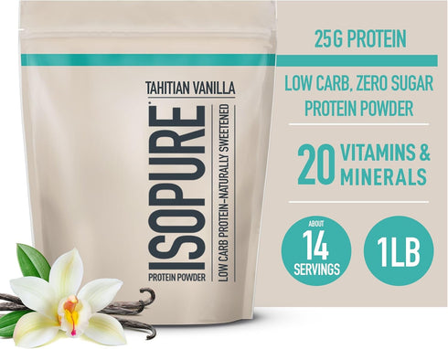 Isopure Whey Protein Isolate Powder, 25g Protein, Low Carb & Keto Friendly, Tahitian Vanilla