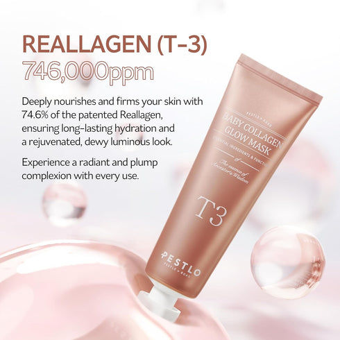 PESTLO Baby Collagen Glow Mask, Korean Peel Off Mask with Vegan Collagen for Elasticity and Firmness