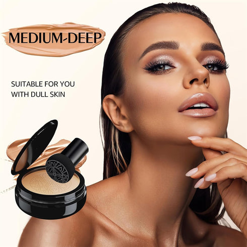 Mushroom Head Air Cushion CC Cream, BB Cream Foundation for Mature Skin, Moisturizing Concealer, Long-Lasting, Medium