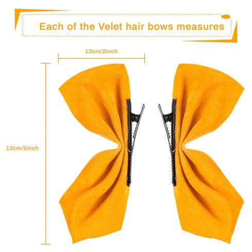 Whaline 4 Pairs Velvet Hair Bows and Barrettes in Mix Colors, 8 Non-Slip Bowknot Clips for Girls & Women