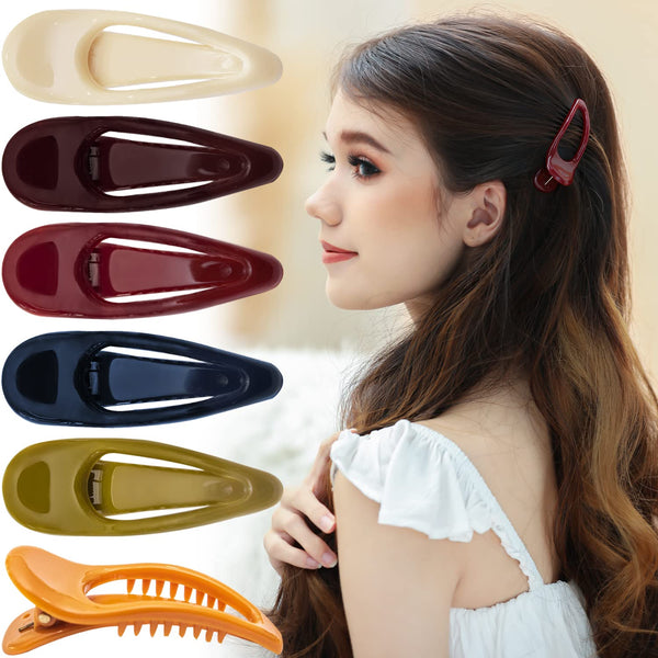 RC ROCHE ORNAMENT 6 Pcs Women's Classic Side Slide Jaw Flat No Slip Opening Eyelet Inner Teeth Alligator Hair Clip