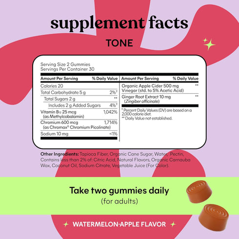 Lemme Gummies, B12, (30 Tone Metabolism Apple Cider Vinegar, Clinically Studied Chromium, Ginger Root Extract, Promote