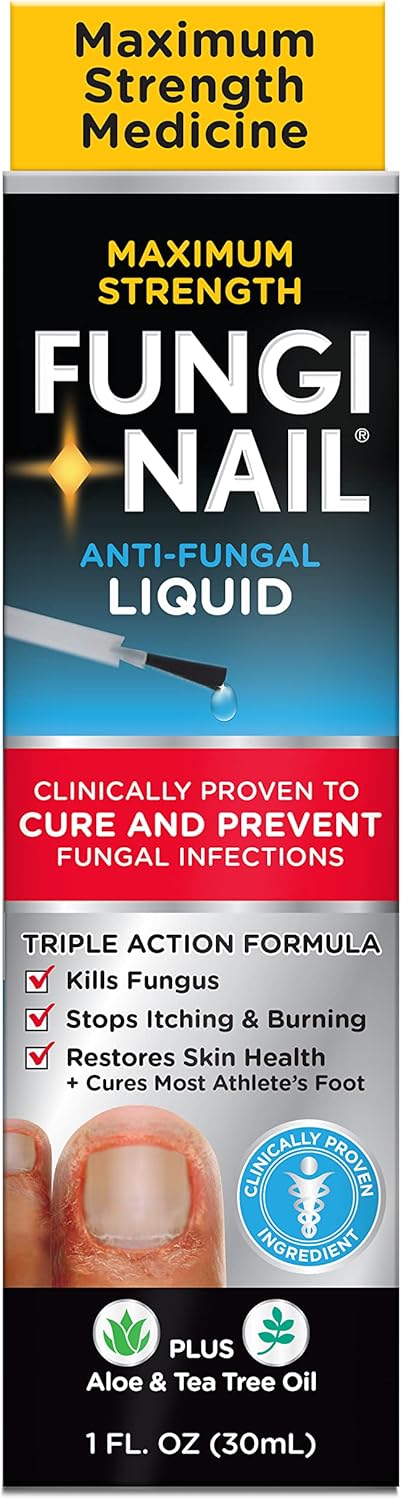 Fungi-Nail Anti-Fungal Liquid Solution, 1 Fl Oz, Kills Fungus for Nail & Athlete's Foot, Clinically Proven Cure