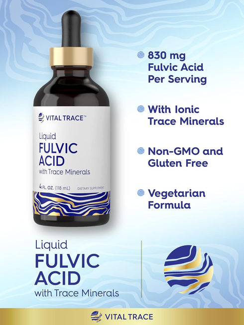 Carlyle Fulvic Acid Drops 4 fl oz - Liquid Trace Minerals, Ionic Supplement, Vegetarian & Non-GMO