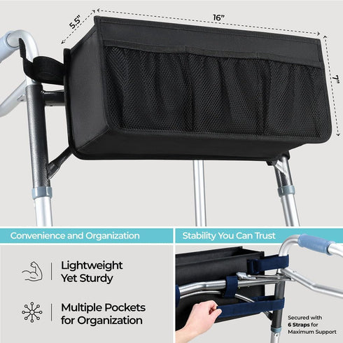 Medical king Walker Basket, Walker Bag, Walker Accessories Cup Holder - Easy Installation Walker, Basket for Foldable