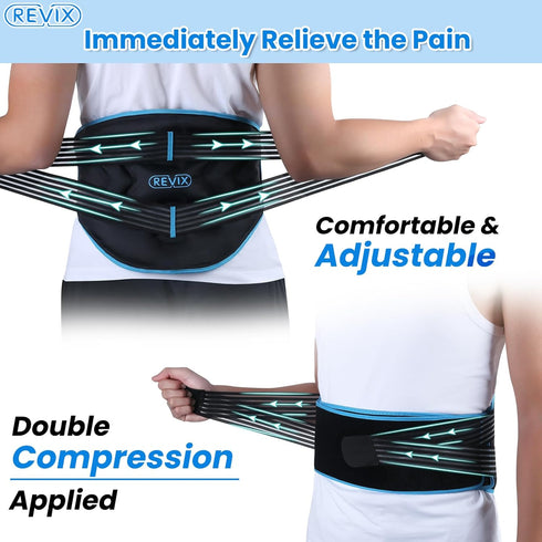 REVIX Large Ice Pack for Back Pain Relief - Reusable Large Back Ice Pack for Injuries, Lower Lumbar Surgery, Cold