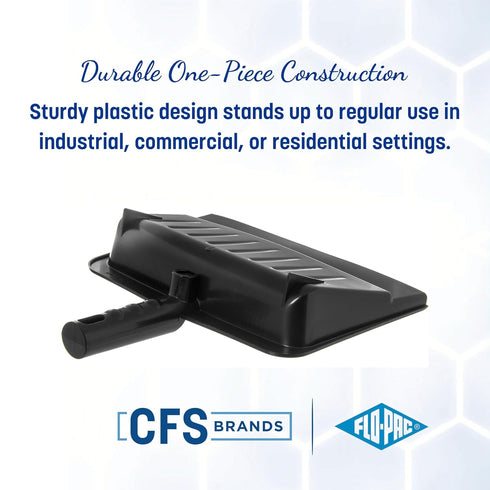 Carlisle FoodService Products 8 Inch Heavy-Duty Dust Pan, Durable Plastic, Black - For Home and Commercial Use