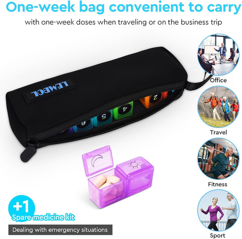 LEMBOL 2 30 Bag,32 Compartments,1 Monthly Pill Organizer Times a Day, Day Pill Organizer Box AM PM with Weekly Pill