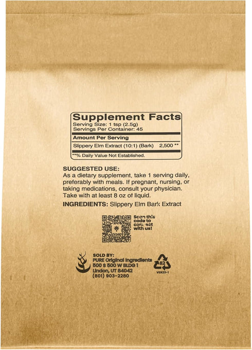Pure Original Ingredients Slippery Elm Powder - 4oz, Vegan & Gluten-Free