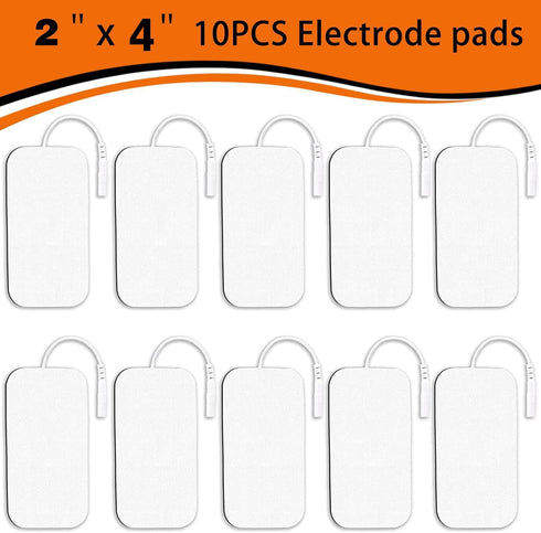 10PCS Reusable Electrodes TENS Unit Replacement Pads 2x4 for Muscle Stimulator, Compatible with AUVON, TENS 7000,