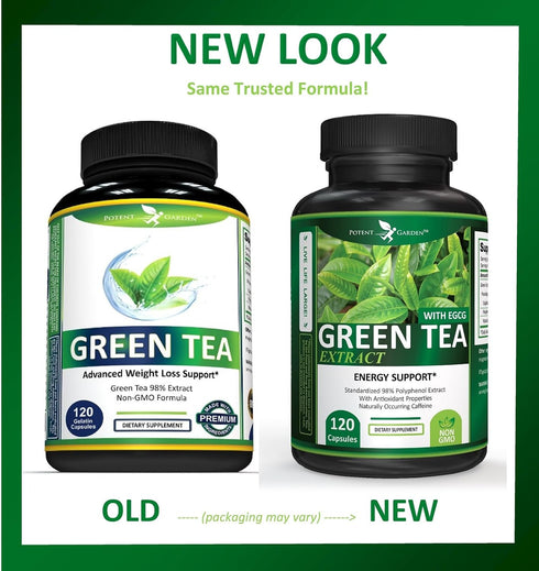Green Tea Extract with EGCG - Natural Energy, Mental Focus, Immune Support, Antioxidant, 120 Capsules