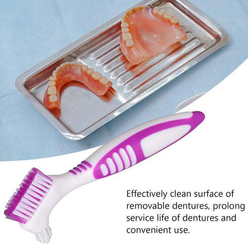 False Teeth Cleaning Brush, Double Sided Portable Denture Toothbrush for Brushes Multi Layered Set Hard Care Toothbrushes
