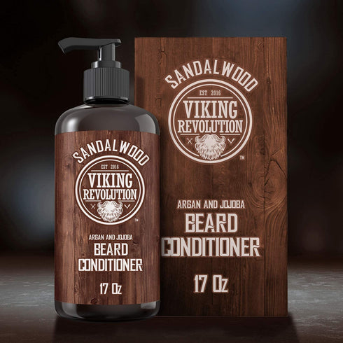 Viking Revolution Beard Conditioner with Argan & Jojoba Oils, Sandalwood Scent, 17oz