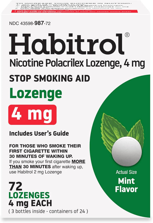 Habitrol Nicotine Lozenges - 4 mg Mint Flavor to Reduce Cravings & Help Quit Smoking (72 Count)