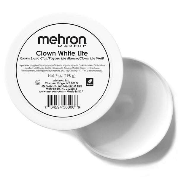 Mehron Makeup Clown White Lite, Professional Face Paint & Body Paint, White Cream Makeup for Clown, Stage, Halloween (7