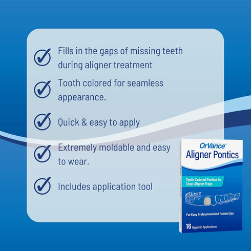 Aligner Pontics | Temporary Tooth Replacement for Aligner Trays and Retainers (16 Count) During Orthodontic Treatment