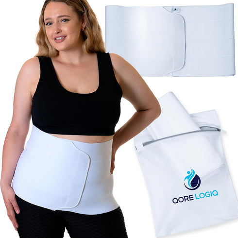 QORE LOGIQ Plus Size Abdominal Binder, Post Surgery C Section Belly Band, Adjustable Compression Wrap