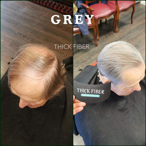THICK FIBER Hair Fibers for Thinning Hair & Bald Spots (GRAY) - 25g Bottle, Conceals Hair Loss in Seconds, Hair Powder