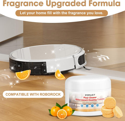 ZORAST 50 Floor Cleaning Solution, PCS Vacuum Mop Cleaning Solution Tablet Refil, Sweet Orange Scent Compatible