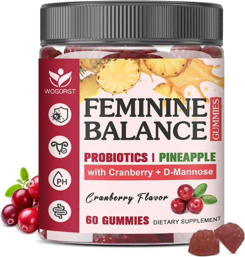 Feminine Balance Gummies for Women - Vaginal Health, pH Balance Support, Pineapple