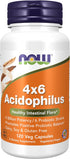 NOW Supplements Acidophilus 4X6 - 120 Veg Capsules with 4 Billion Potency and 6 Probiotic Strains, Strain Verified