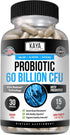 Kaya Naturals Probiotic 60 Billion CFU | 30 Vegetable Capsules for Women, Men, Gut Health & Immune Support