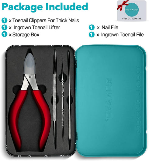 Toenail Clippers for Thick Nails - Heavy Duty Kit with Long Handle for Seniors and Elderly, Professional Nail Clippers