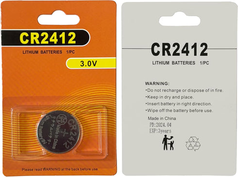 kunying CR2412 CR2412 3V 1 Pack Coin Cell Batteries, Lithium Battery for Car Key Fob Battery Smart Watch