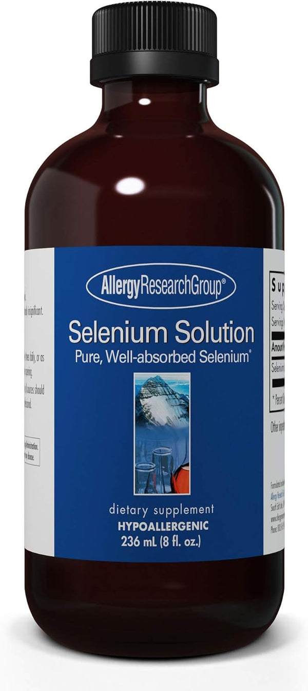 Allergy Research Group Selenium Solution, 100 mcg Supplement - Well-Absorbed Liquid for Thyroid Support, 8 Fl Oz
