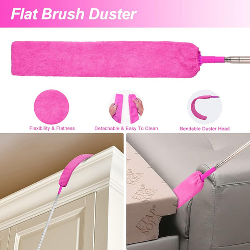 15PCS Microfiber Feather Duster Set with 100-inch Extension Pole, Bendable & Washable Dusters for High Ceiling Cleaning