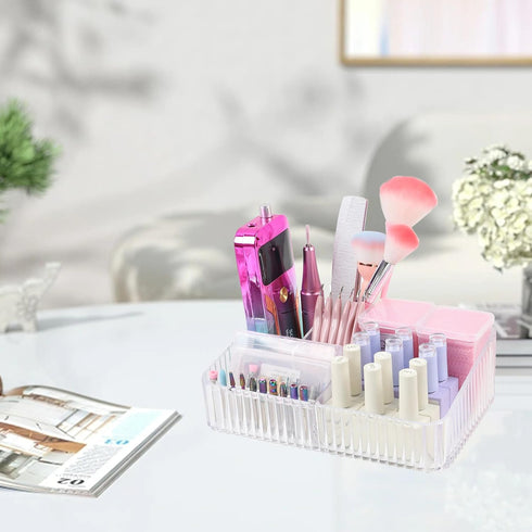 Nail Drill Machine & Bits Storage Box, 10 Holes Transparent Acrylic Holder for Professional Nail Drill Tools