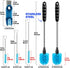 Holikme 6 Pack Bottle Brush Set, 14" Long Handle Stainless Steel Cleaner, 3 Straw Brushes, Blue