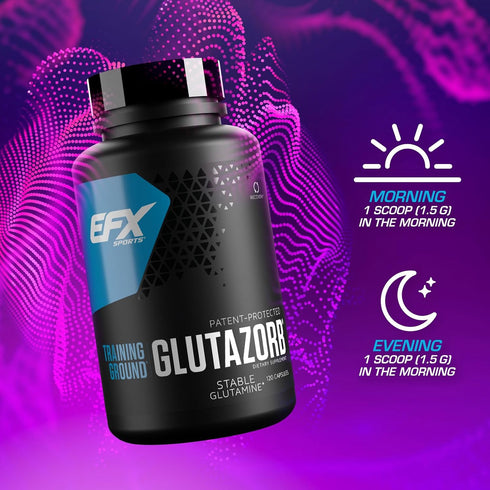 EFX Sports Training Ground Glutazorb Caps - pH Correct Glutamine Pill Supplement - 60 Servings, 120 Capsules