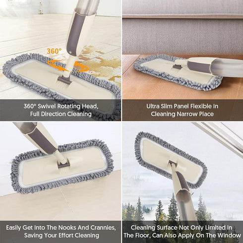 MEXERRIS Spray Mops for Hardwood Floor Cleaning, Microfiber Dust Mop with 3X Reusable Washable Pads