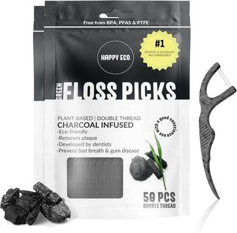 Biodegradable Floss Picks, 100pcs Natural Dental Floss, Nontoxic Plant-Based for Adults & Kids