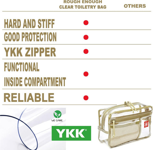 Rough Enough Clear Toiletry Bag for Traveling Women, Large Stiff Makeup Cosmetic Organizer for Travel Size Toiletries