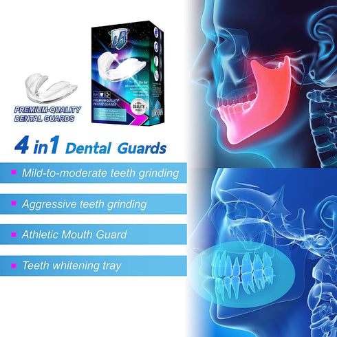 Mouthguard - One Size Fits All Premium Set of 6 BPA Free Moldable Customizable Medical Grade Mouth Guard