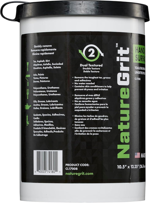 NatureGrit Hand & Surface Wipes, Heavy Duty Mechanic Hand Cleaning & Degreaser Wipes