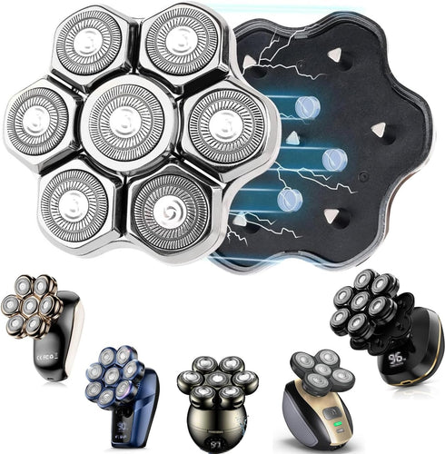 Universal 7 Magnetic Shaver Replacement Blades, Compatible with Freedom Head Shaver, Easy Clean Brush Cover
