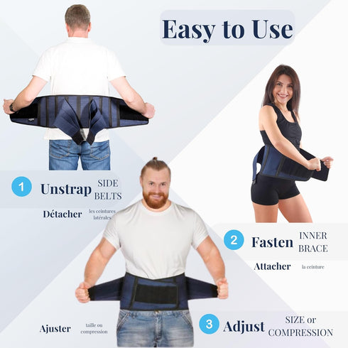 AVESTON Lower Back Brace for Back Pain Relief - Breathable Lumbar Support Belt for Men and Women, Large Size 38-45 inch