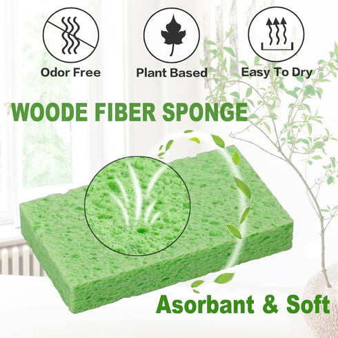 Cellulose Heavy Duty Non-Scratch Kitchen Scrub Sponges, Colorful Compressed Dish Scrubber Sponge, 6pcs for Household,