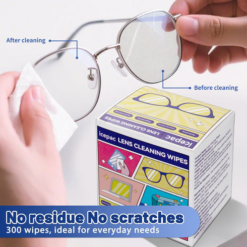 Ruheaou 300 Count Lens Wipes for Eyeglasses, Eyeglass Lens Cleaning Wipes Pre-moistened Individually Wrapped
