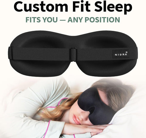 Nidra Contoured Eye Mask for Side Sleepers - 100% Light Blocking Sleep Mask for Travel & Lash Extensions, Purple