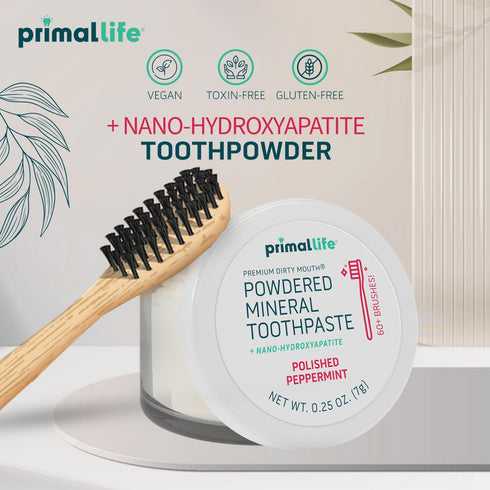Primal Life Organics Dirty Mouth Toothpowder, Organic Tooth Cleaning Powder, Peppermint, 0.25 oz